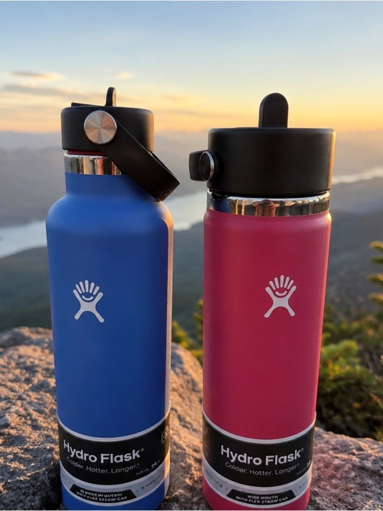 Hydro Flask Other - Hydro Flask Hydro Flask Bundle Pink + Blue 24oz Flex Straw Cap Water Bottles